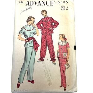 Advance Vintage 1950's Pattern #5885 Women's Pajamas Size 18